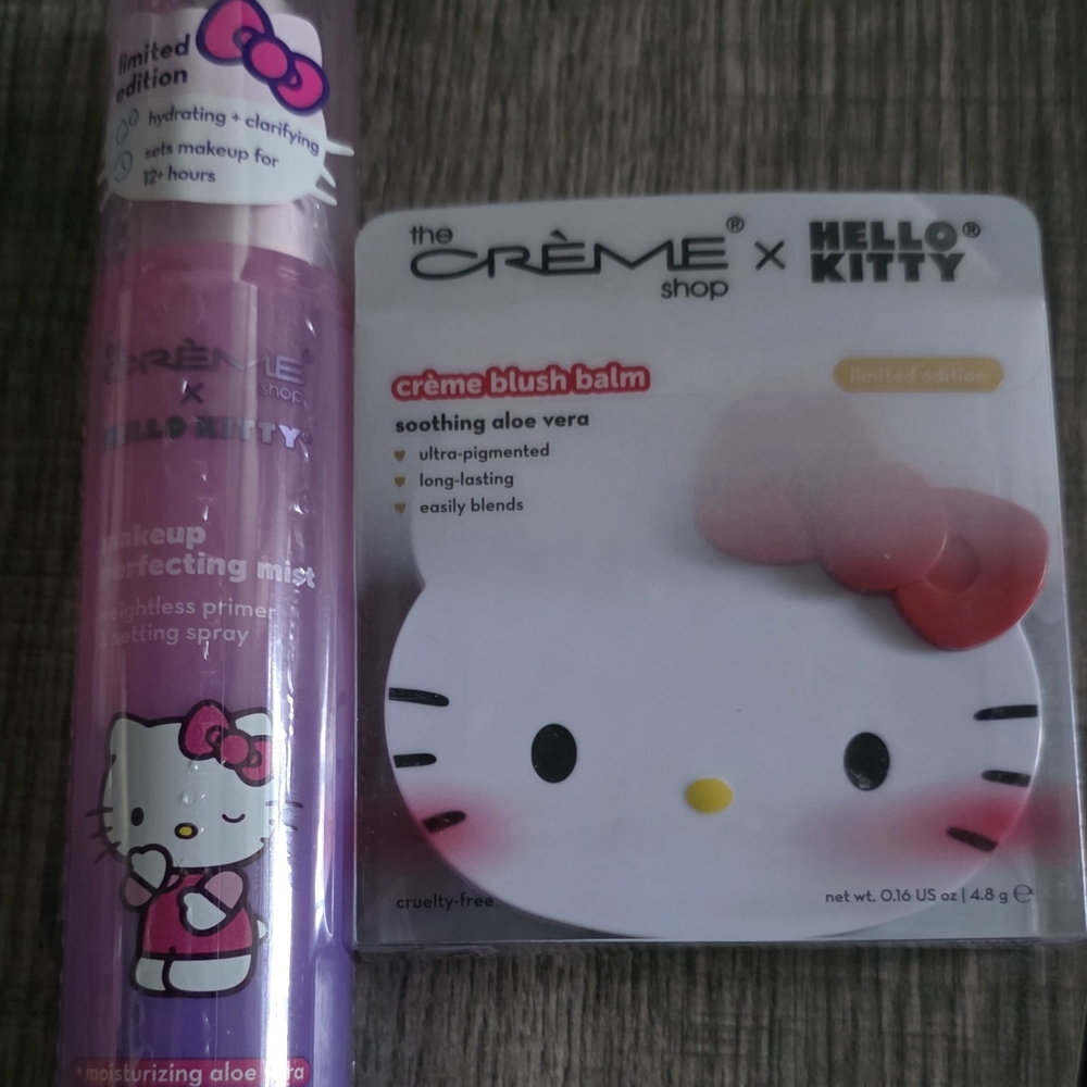 New! Hello Kitty Make-Up Perfecting Mist & Cream Blush Balm Set